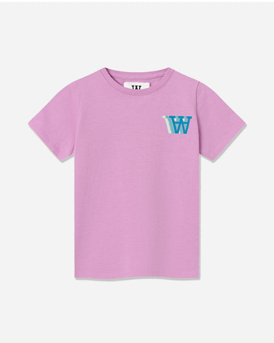 Ola Logo Kids T-Shirt - Rosy Lavender - WOOD WOOD - Munkstore.dk