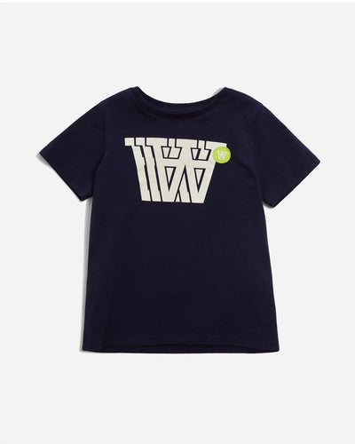 Ola Badge Logo Junior T-Shirt - Navy - WOOD WOOD - Munkstore.dk