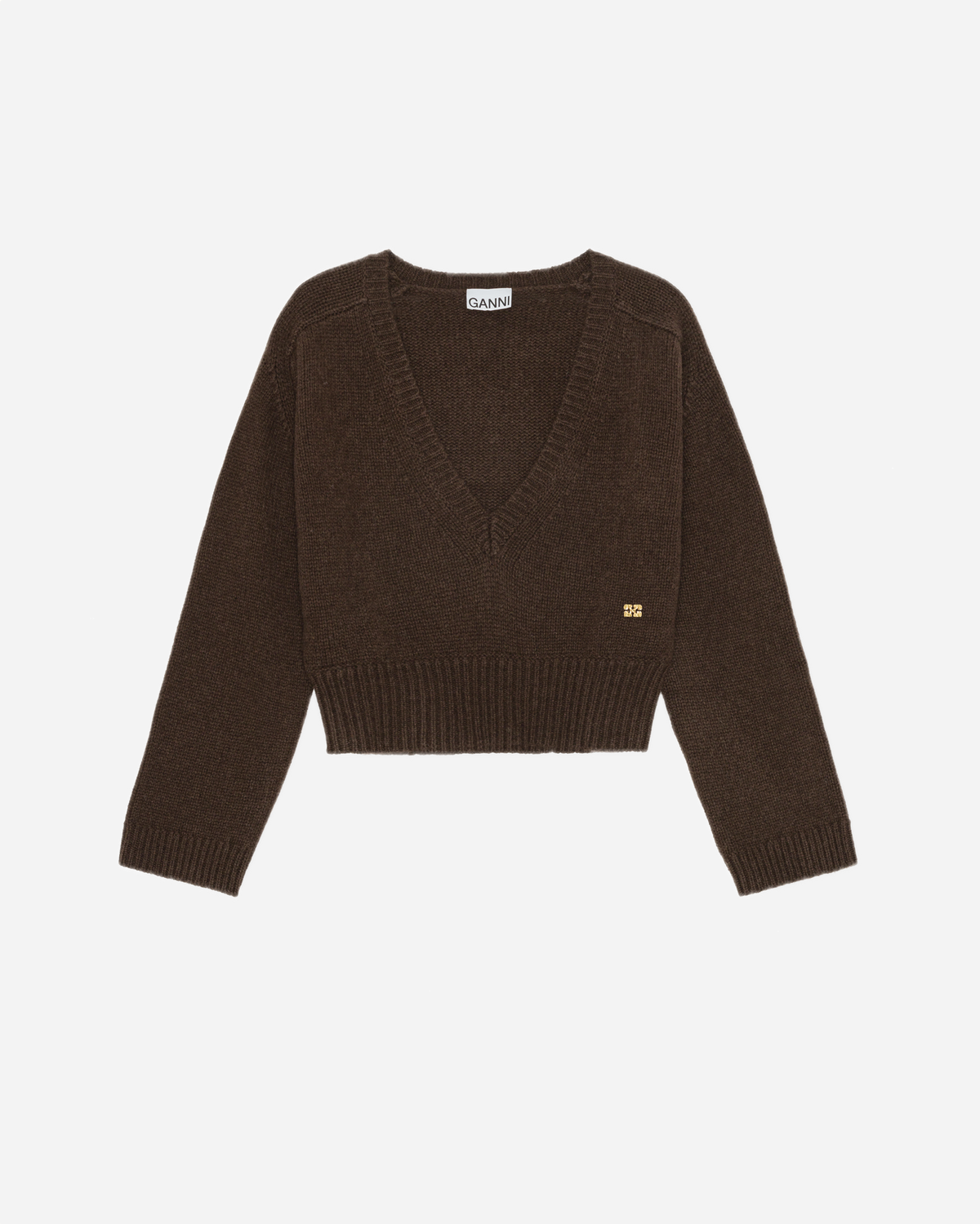 Wool Yak Mix Deep V-neck - Shaved Chocolate