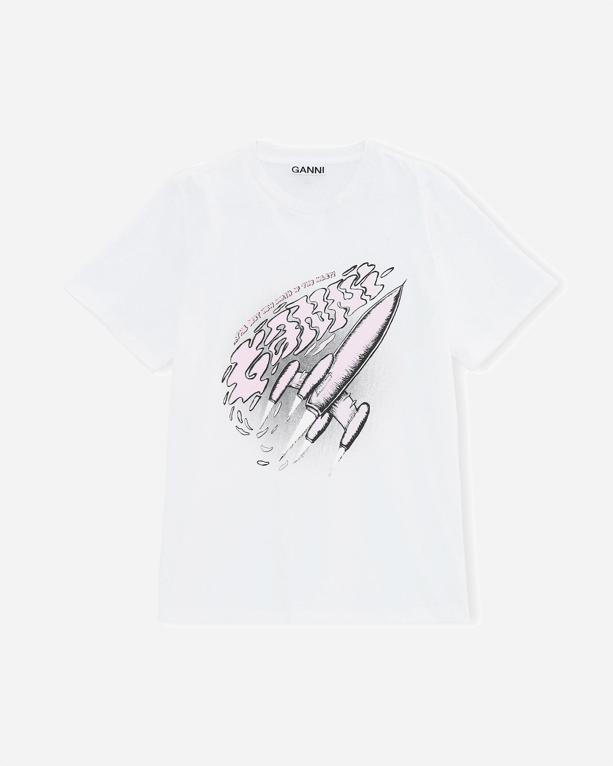 Space Rocket T-shirt - White - Ganni - Munkstore.dk