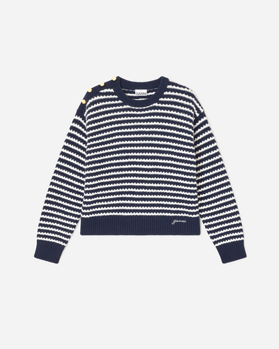 Cotton Wool Stripe Sweater - Sky Captain