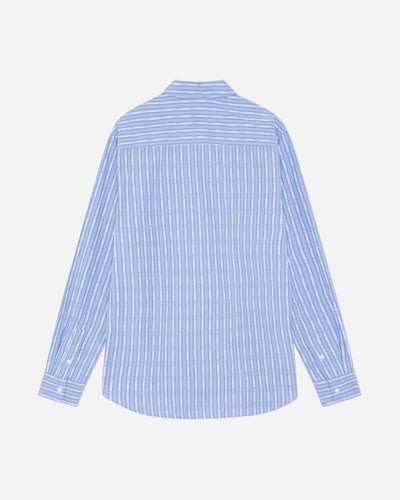 Timothy Tattoo Stripe Shirt - Azure Blue Stripes