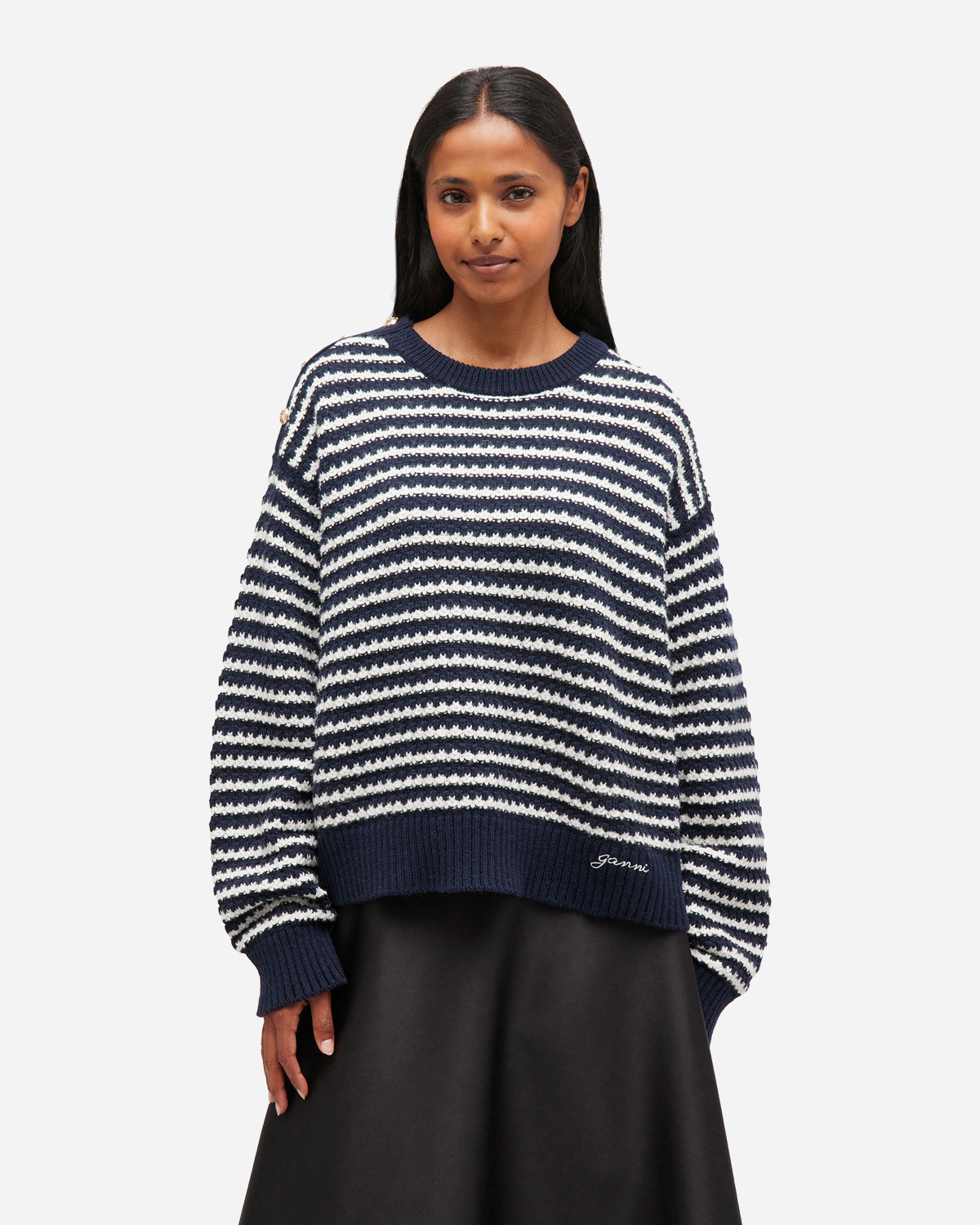 Cotton Wool Stripe Sweater - Sky Captain