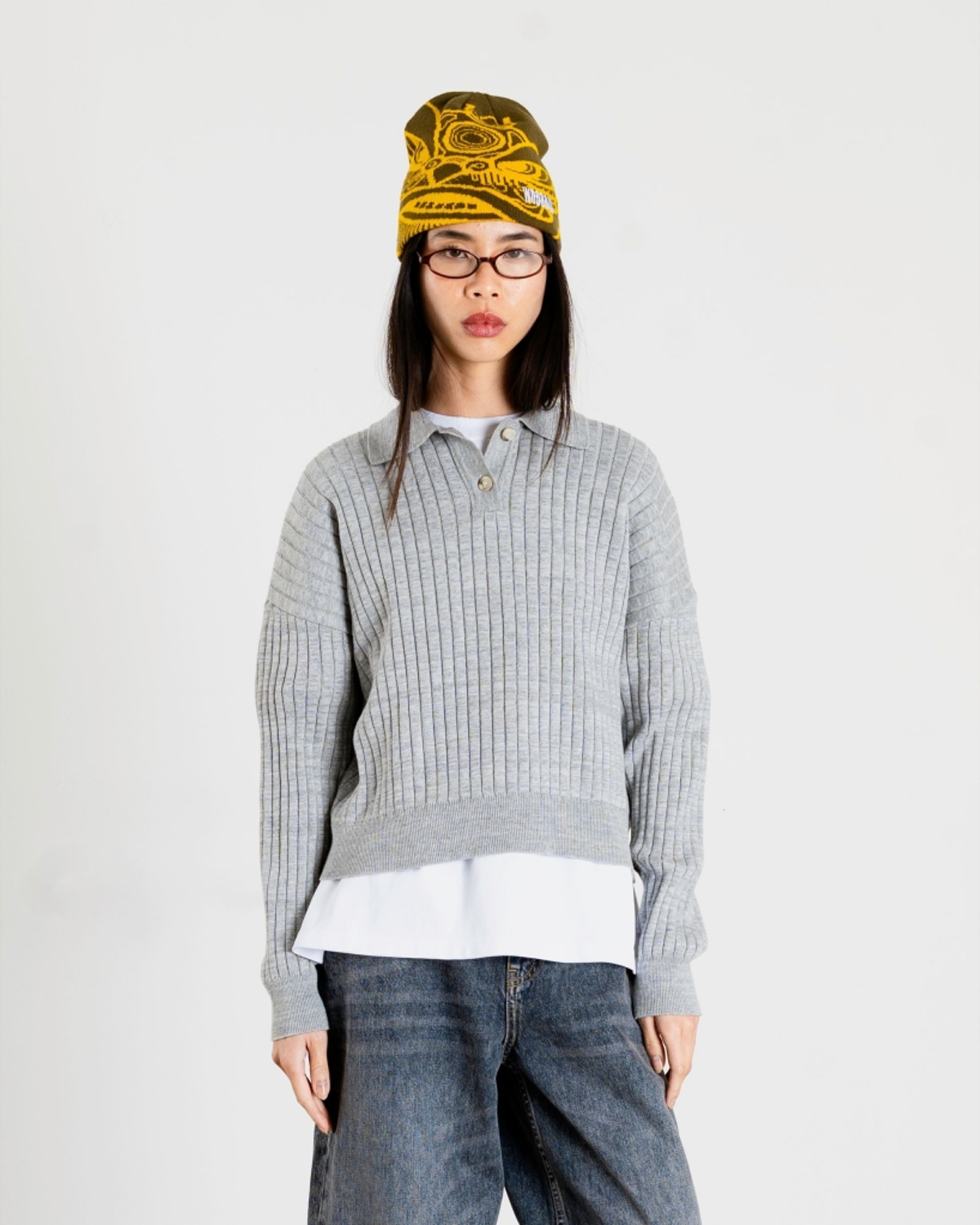 Mouls Knitted Polo - Light Grey