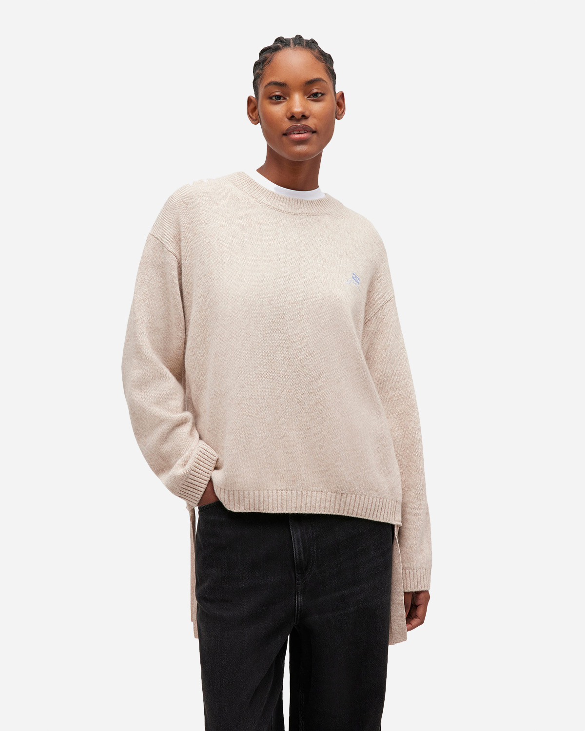 Future Wool Mix Oversized O-neck - Sand