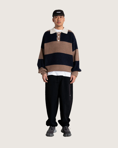 Lotu Striped Polo - Navy Striped