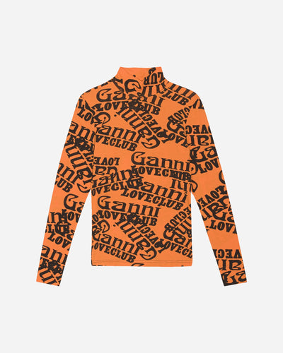 Light Stretch Jersey Rollneck - Vibrant Orange - Ganni - Munkstore.dk