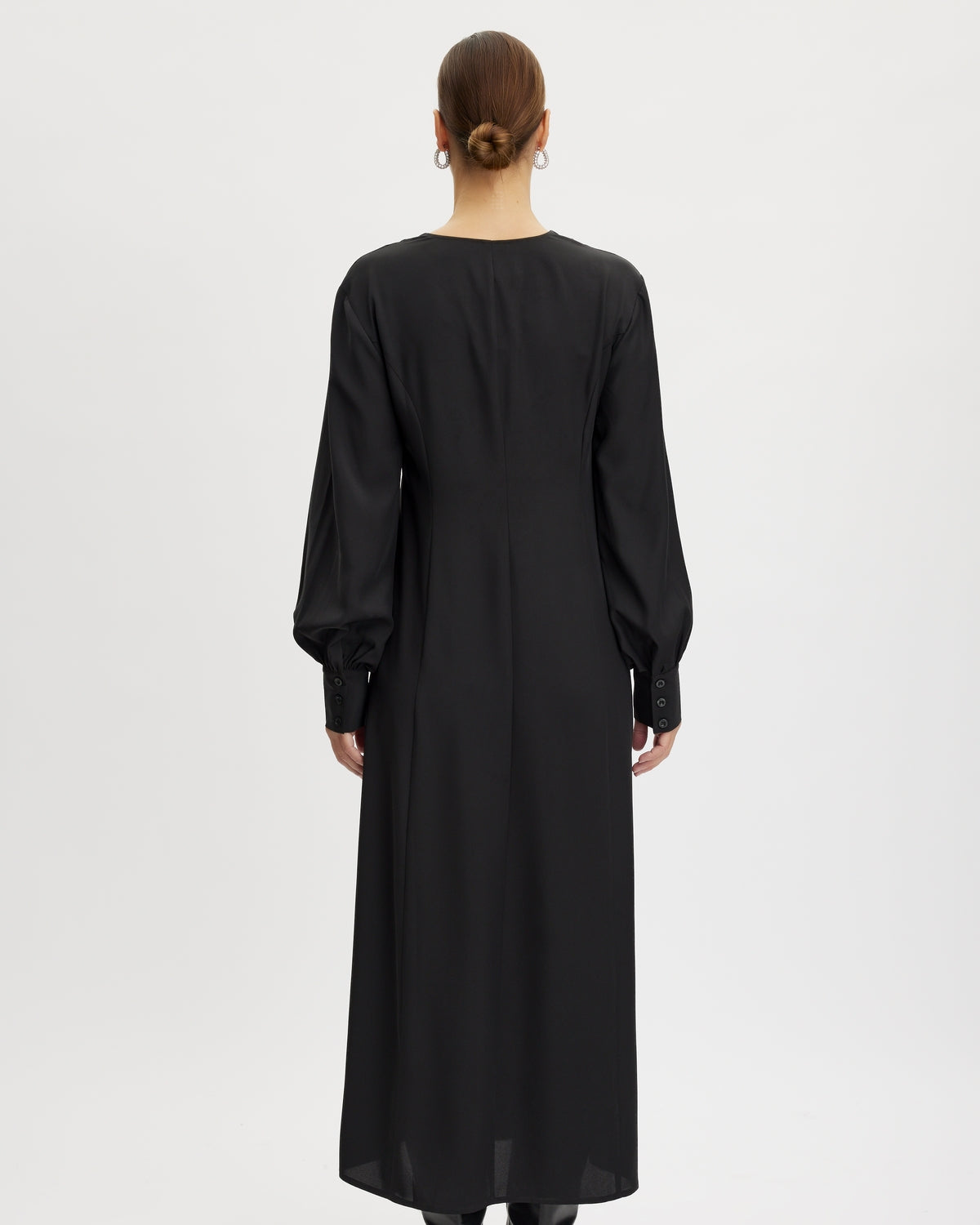 Frylagz Midi V-Neck Dress - Black