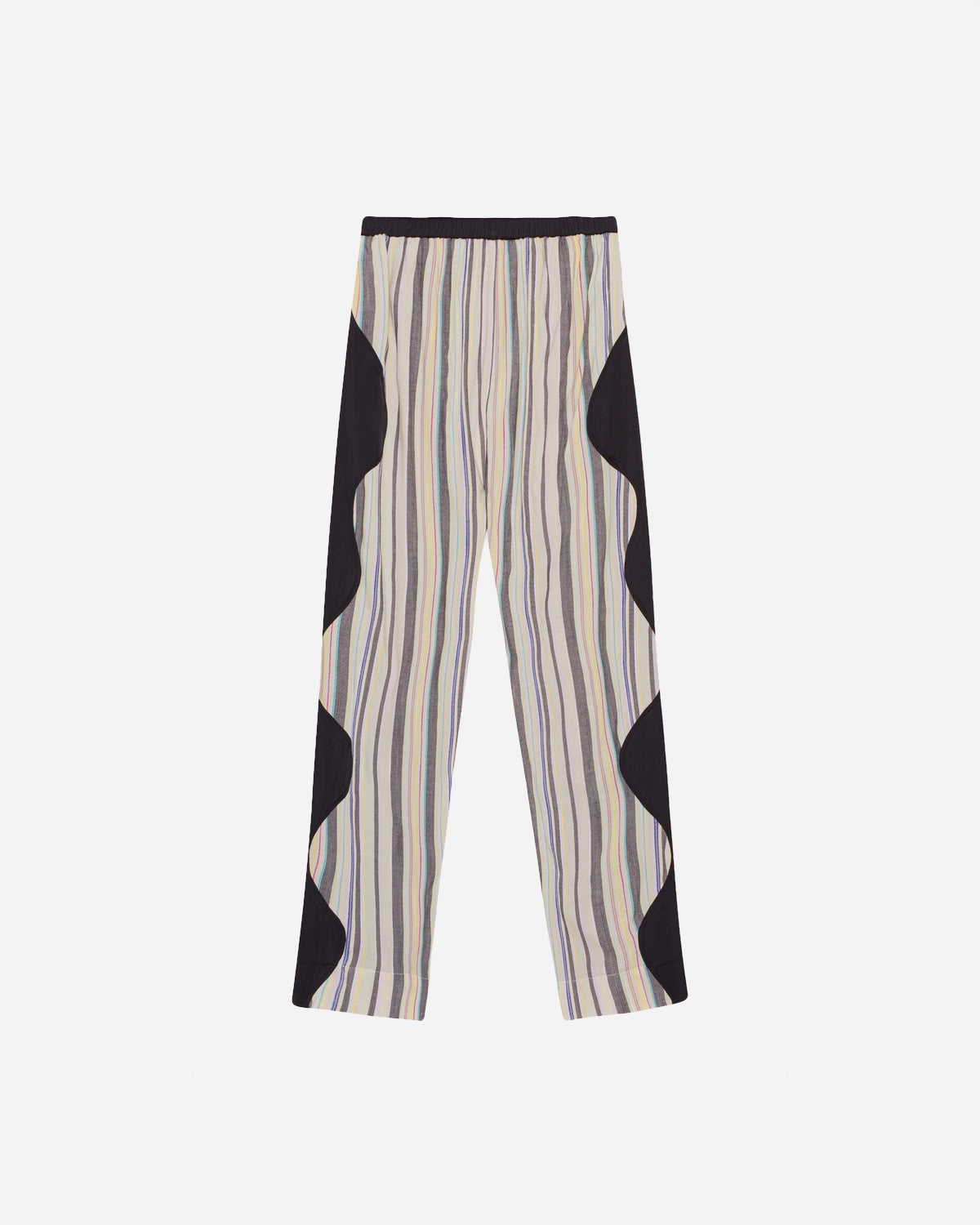 Mix Slub Stripe Elasticated Pants - Lily Green - Ganni - Munkstore.dk