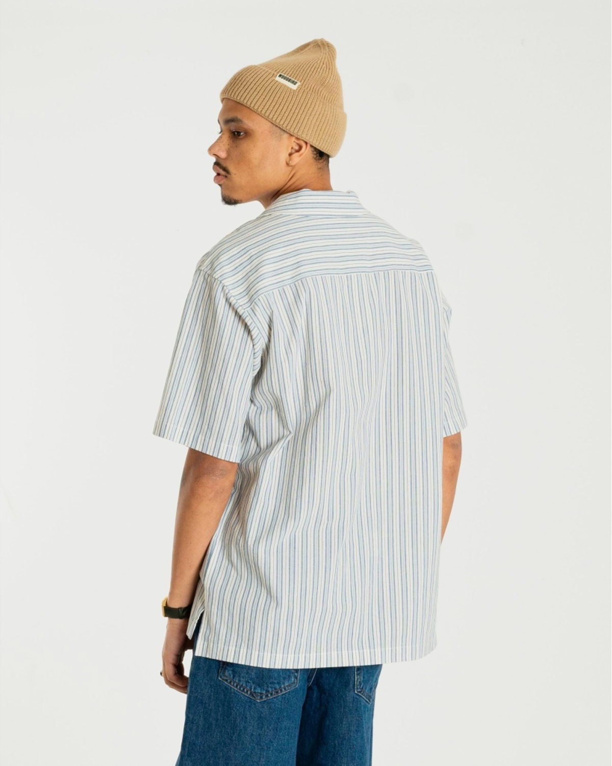 Banks Stripe Linen Shirt - Light Blue