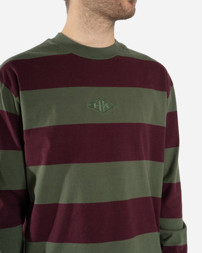 Boxy Tee Long Sleeve - Burgundy Stripe - Munk Store