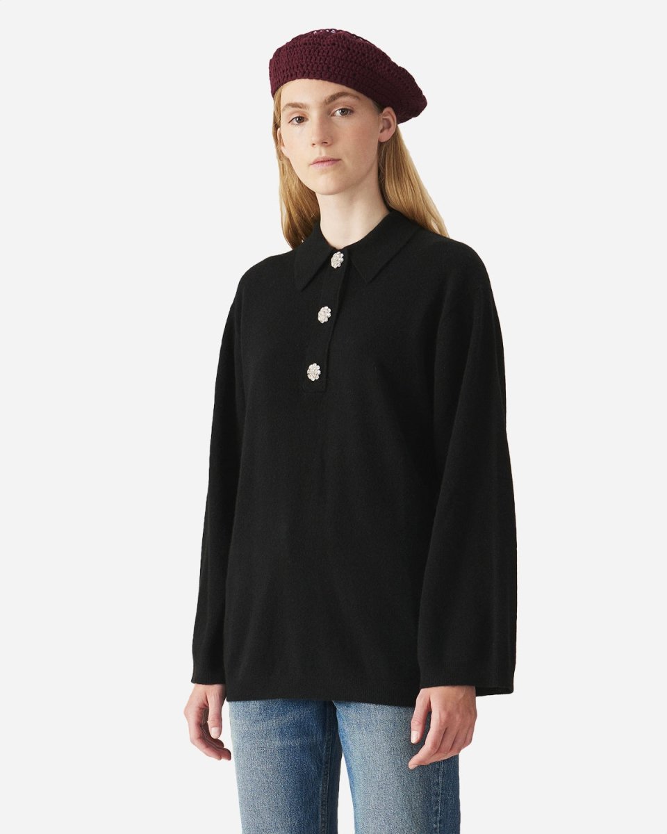 Cashmere Knit Blouse - Black - Munk Store