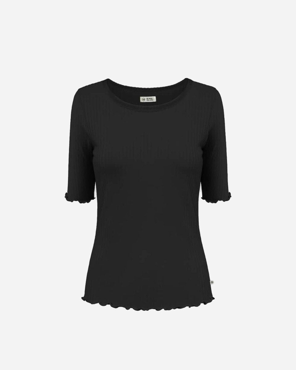 Elsk Jannerup Ribbed Boat Neck SS Tee - Black - Munk Store