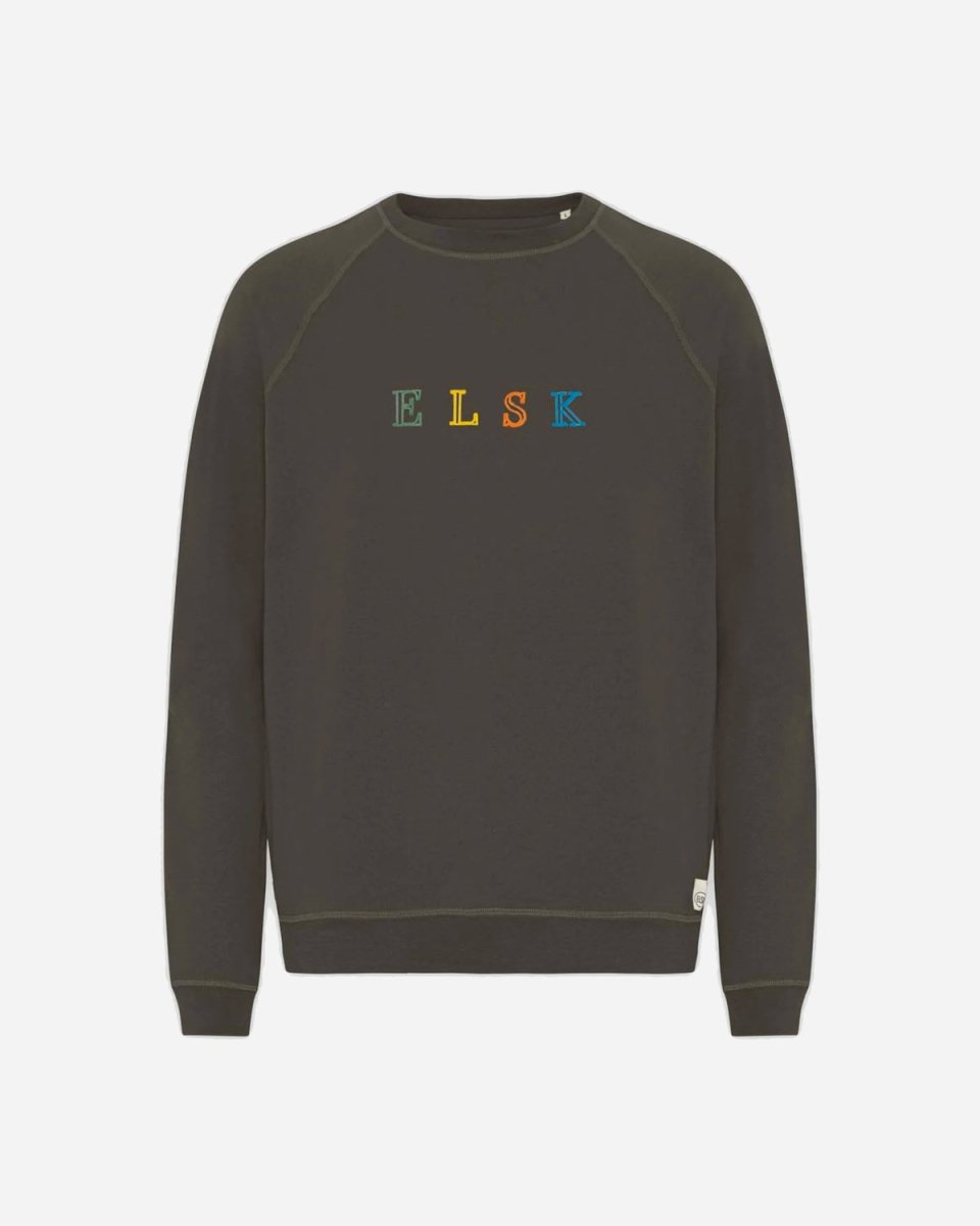 ELSK® PURE STROKE EMB TVÆRS MEN'S CREWNECK - PIRATE BLACK - Munk Store