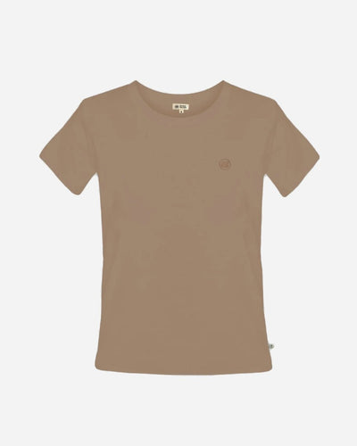 ELSK® ROUND LOGO EMB WOMEN'S ESSENTIAL TEE - TAUPE BROWN - Munk Store