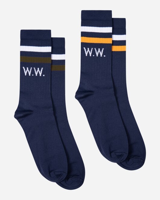 Gail 2-pack socks - Navy Stripes - Munk Store