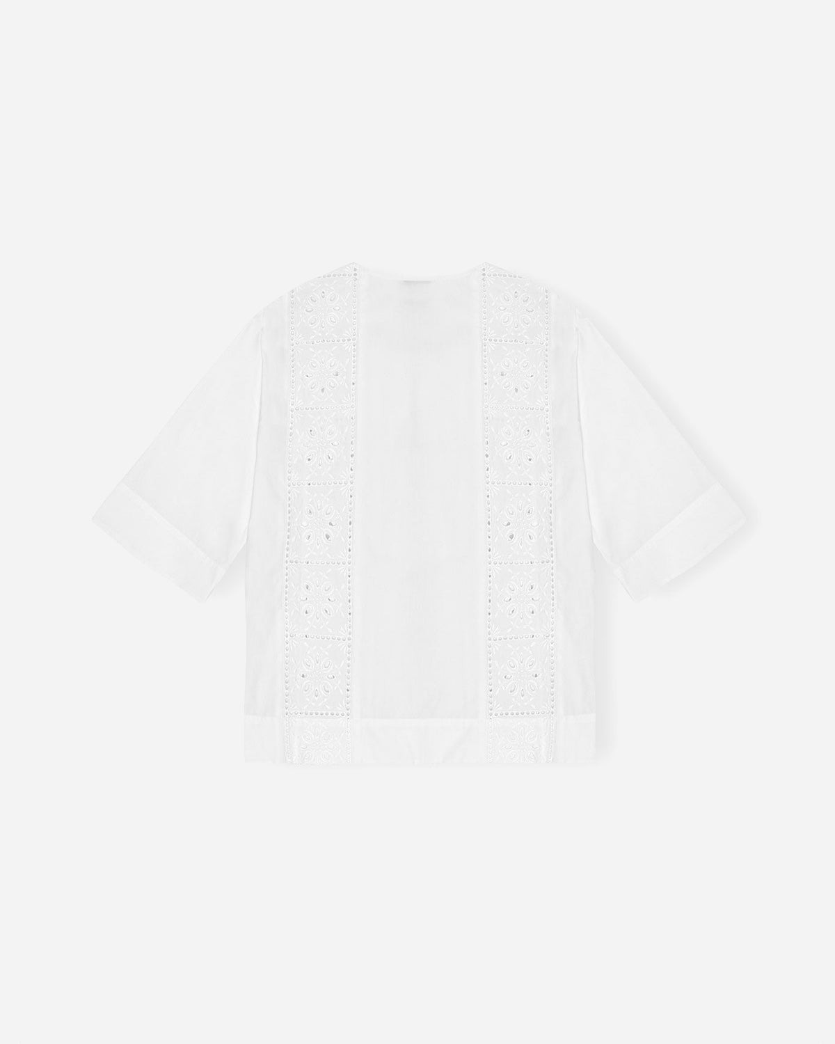 Broderie Anglaise Tie Blouse - Bright White