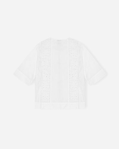 Broderie Anglaise Tie Blouse - Bright White