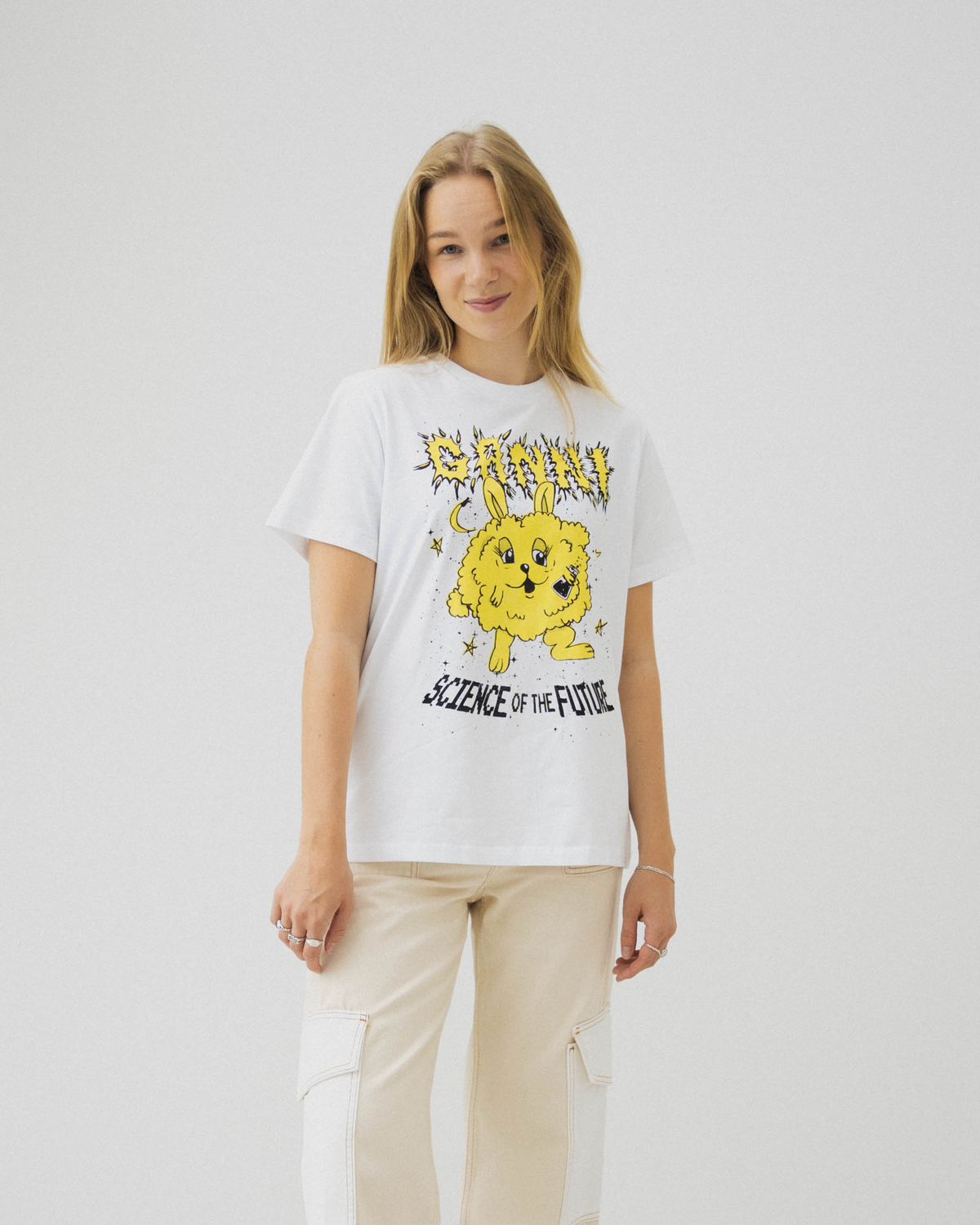 Basic Jersey Yellow Bunny Relaxed T-shirt - Bright White