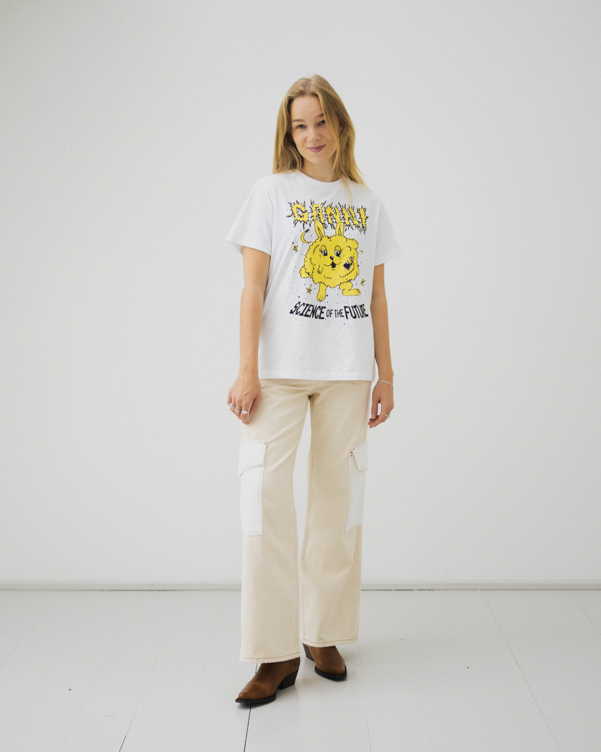 Basic Jersey Yellow Bunny Relaxed T-shirt - Bright White