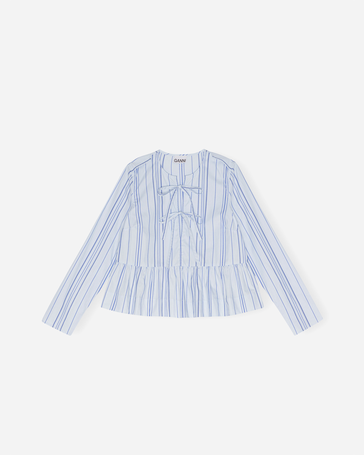 Twill Stripe Peplum Blouse - Heather