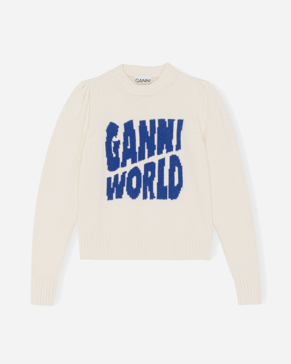 Graphic Puff Shoulder Ganni World - Egret - Munk Store