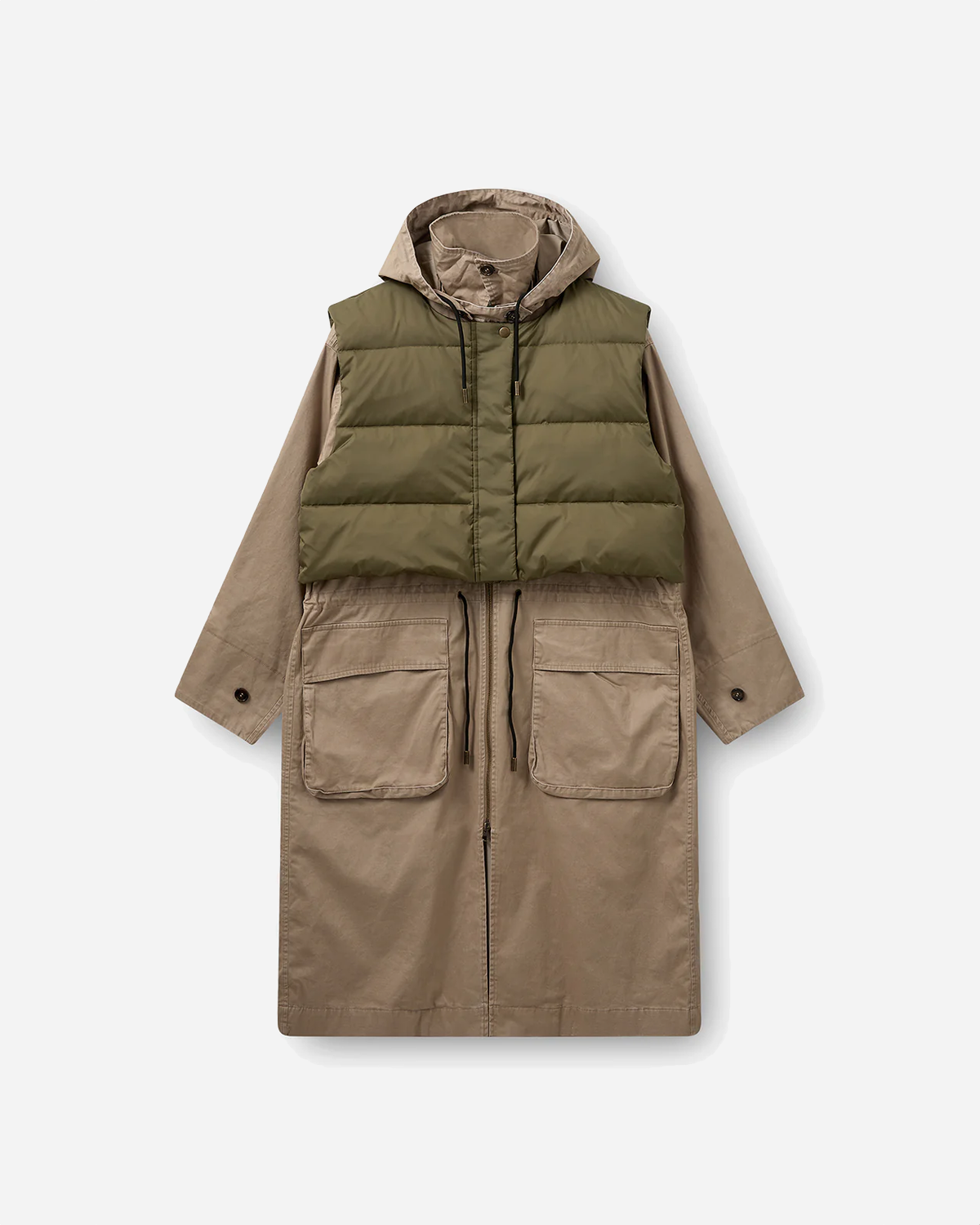 Sherlock Coat - Sand/Dark Green Moss