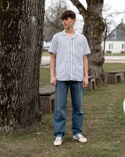 Hale Deck Shirt - Off White/Navy - Munk Store