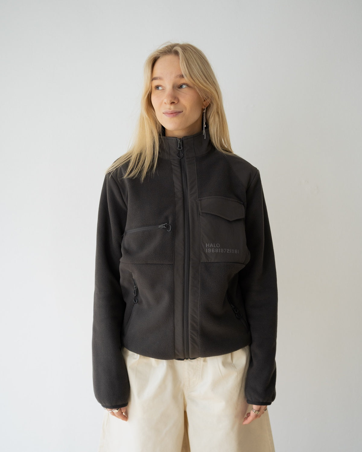 Halo Paneled Fleece Jacket - Raven