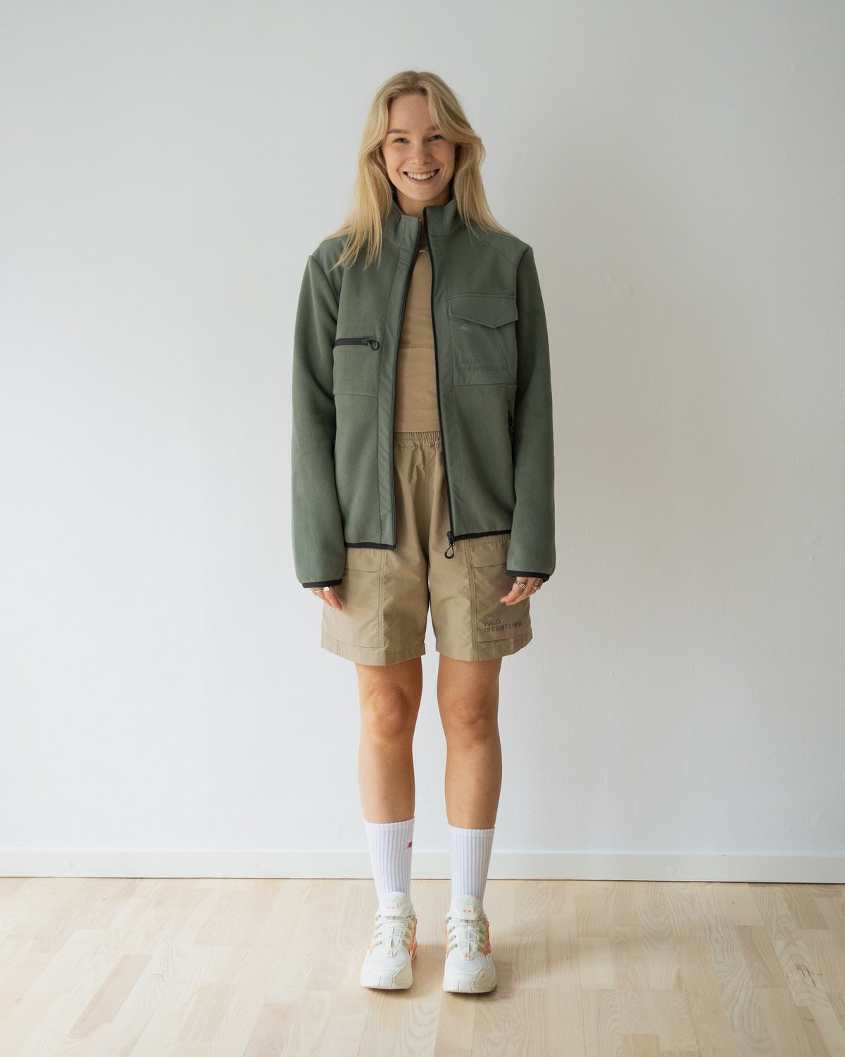 Halo Paneled Fleece Jacket - Agave Green