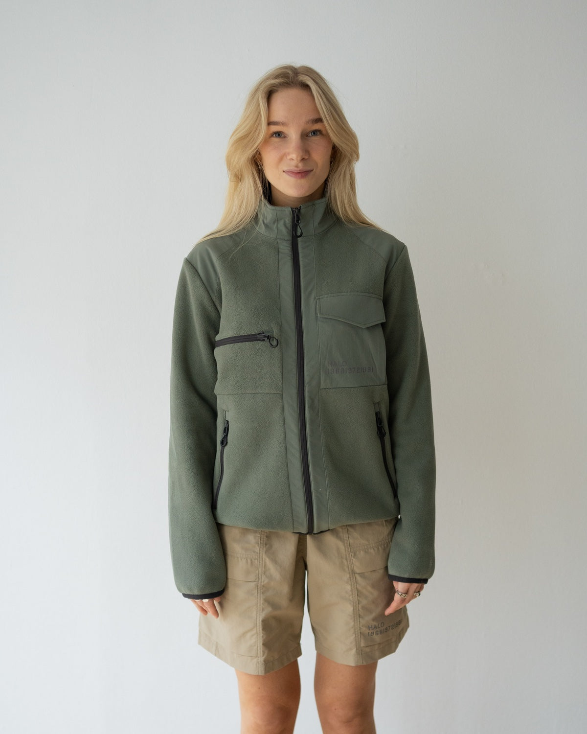 Halo Paneled Fleece Jacket - Agave Green