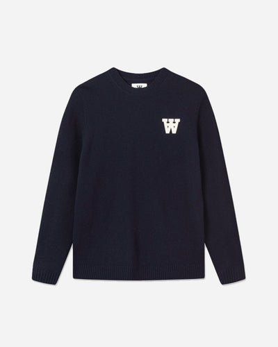 Kevin lambswool jumper - Navy Melange - Munk Store