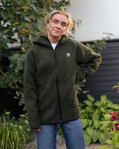 Langli Hooded Pile Jacket - Army - Munk Store