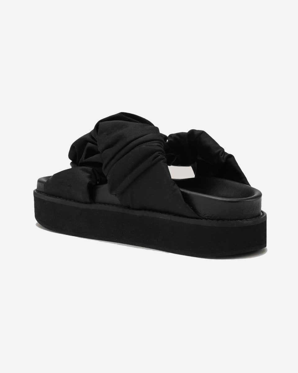 Low Flatform Ruched Sandal - Black - Munk Store