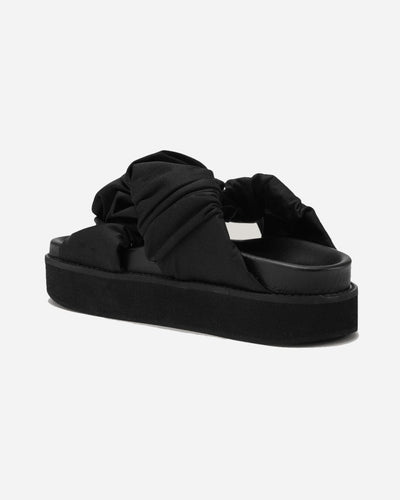 Low Flatform Ruched Sandal - Black - Munk Store