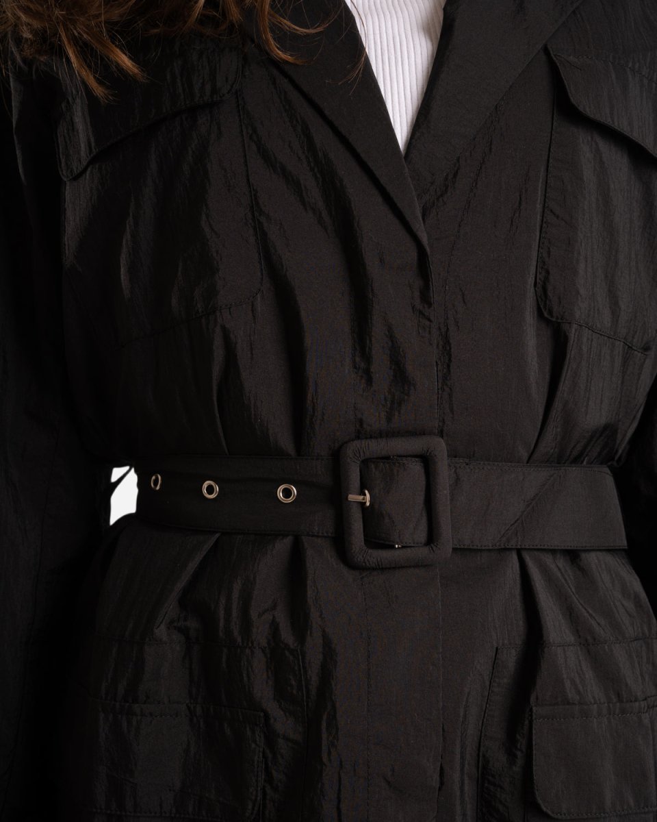 Oversized Patch Pocket Jacket - Black - Munk Store