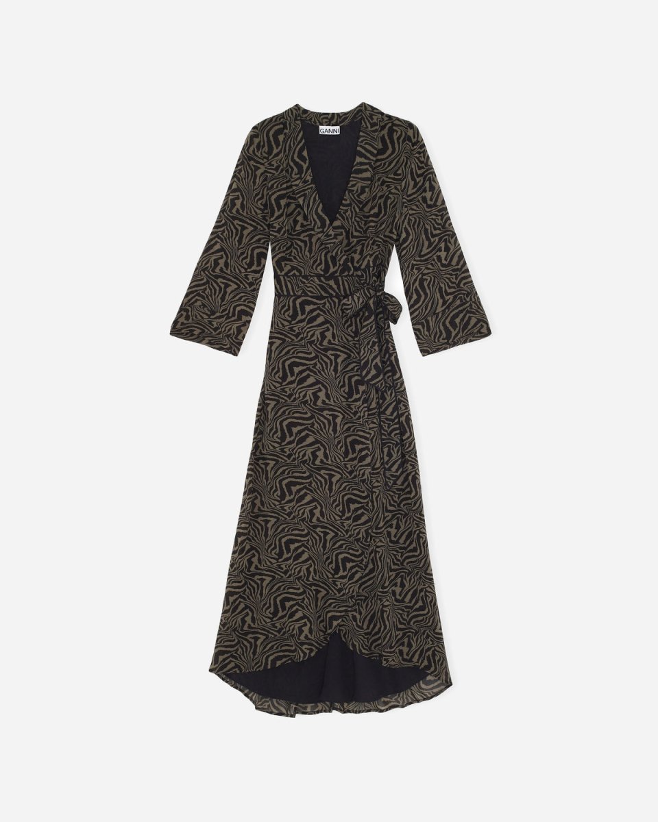 Printed Georgette Wrap Dress - Kalamata - Munk Store