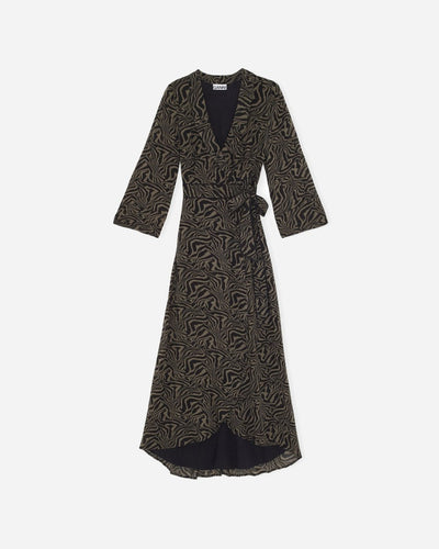 Printed Georgette Wrap Dress - Kalamata - Munk Store