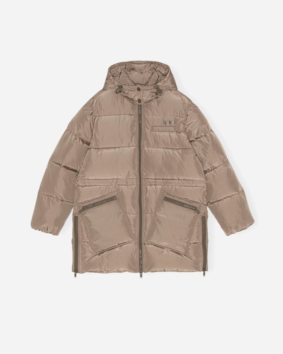 Tech Puffer Oversized Midi Jacket - Fossil - Munk Store