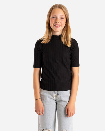 Teen Dot Rib Tee - Jet Black - Munk Store