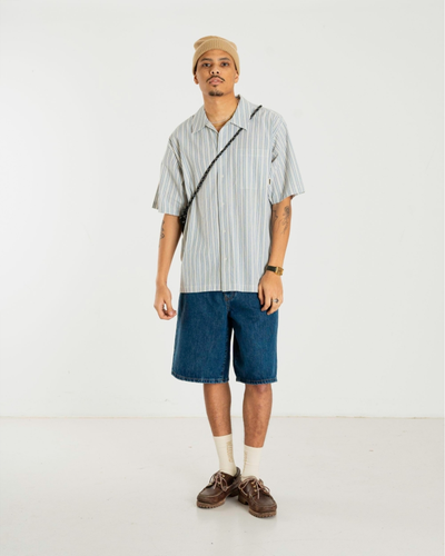Banks Stripe Linen Shirt - Light Blue