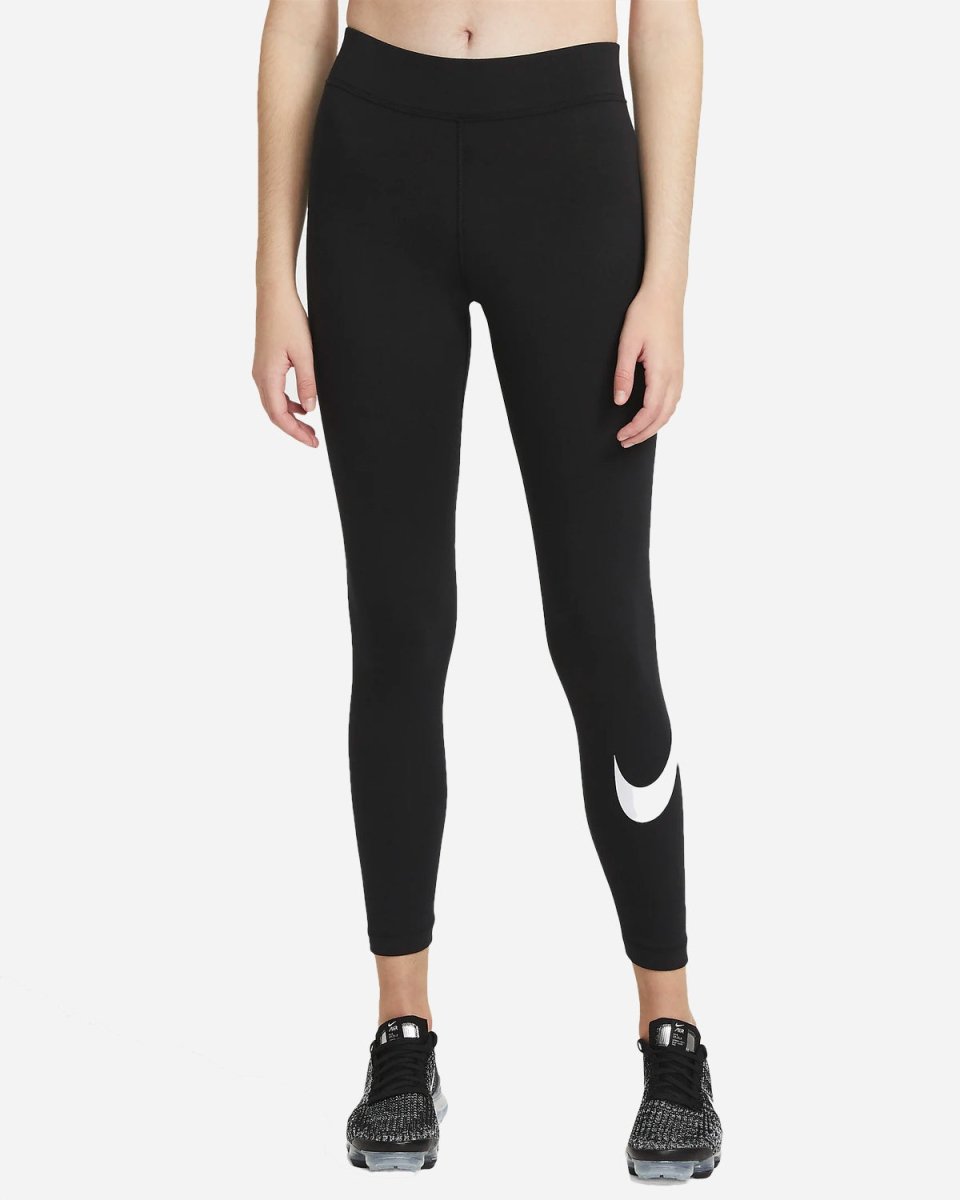 Women's Mid-Rise Swoosh Leggings - Black/White - Munk Store