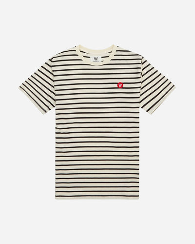 Ace Badge T-Shirt - Off-White/Black Stripes